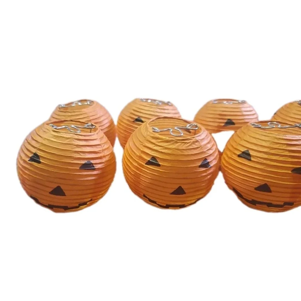 Halloween Pumpkin Paper Lantern Cover For String Lights Jack O Lantern Lot of 10